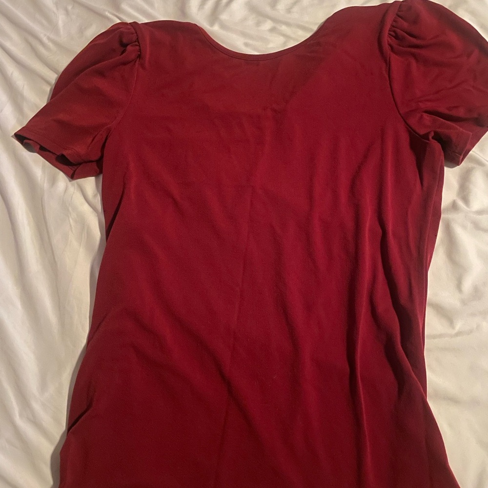 Express red shirt . Puff sleeves